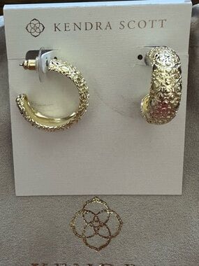 Kendra Scott Gold Harper Textured Filigree Hoop Earrings